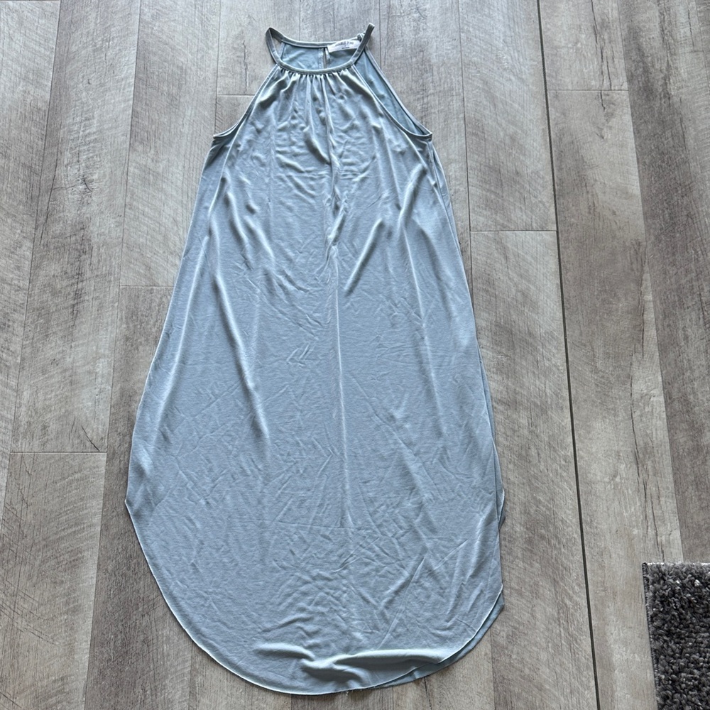 Sleeveless Light Blue Halter Dress